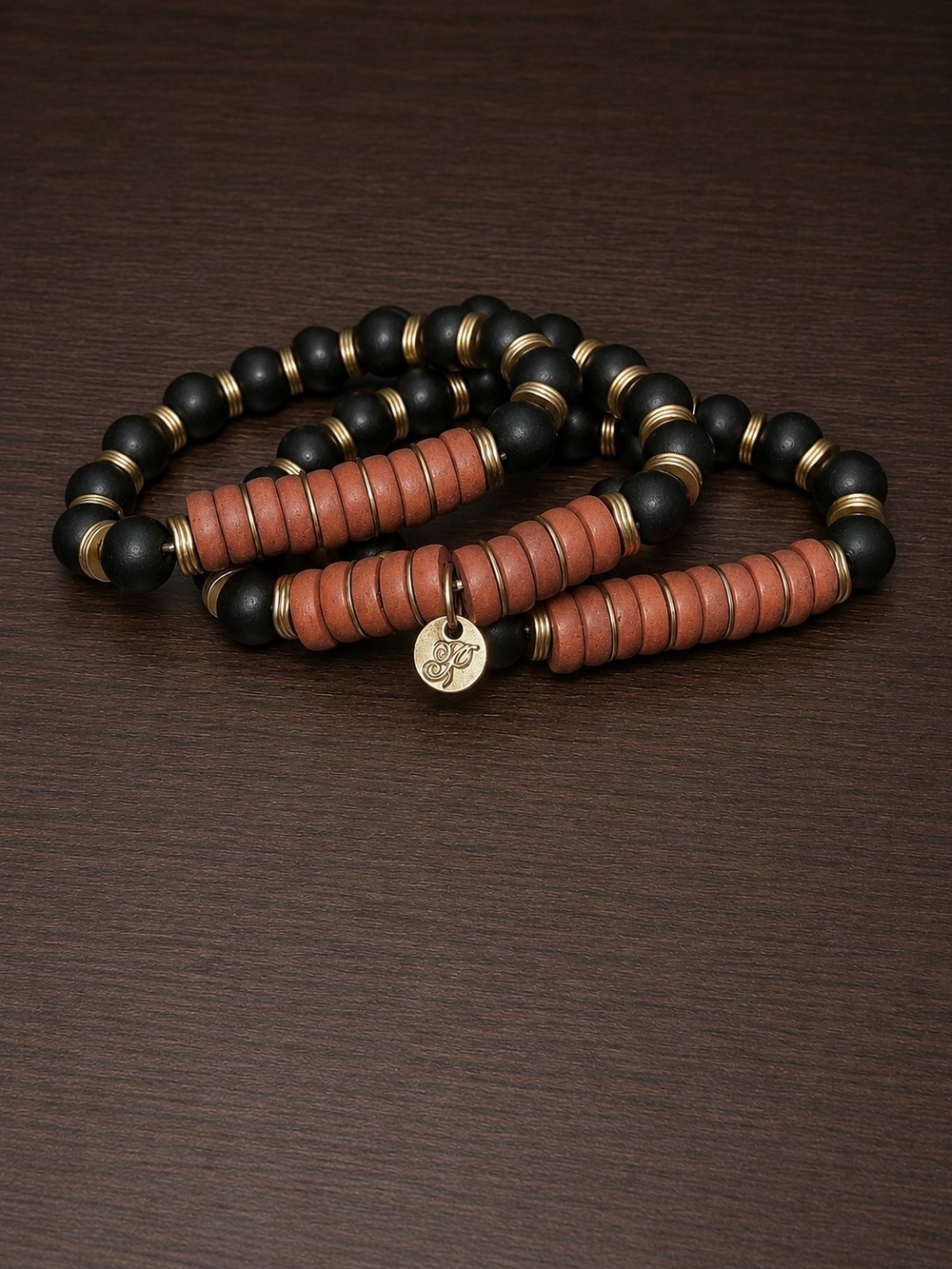 Terracotta & Noir Stack Bracelet Trio